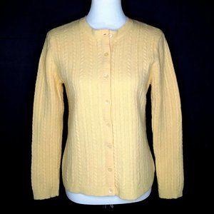 Vintage Westbound 100% Lambs Wool Cardigan Sweater in Yellow Double L Cable Knit